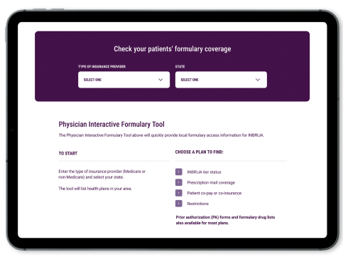 Image of physician interactive formulary tool on tablet
